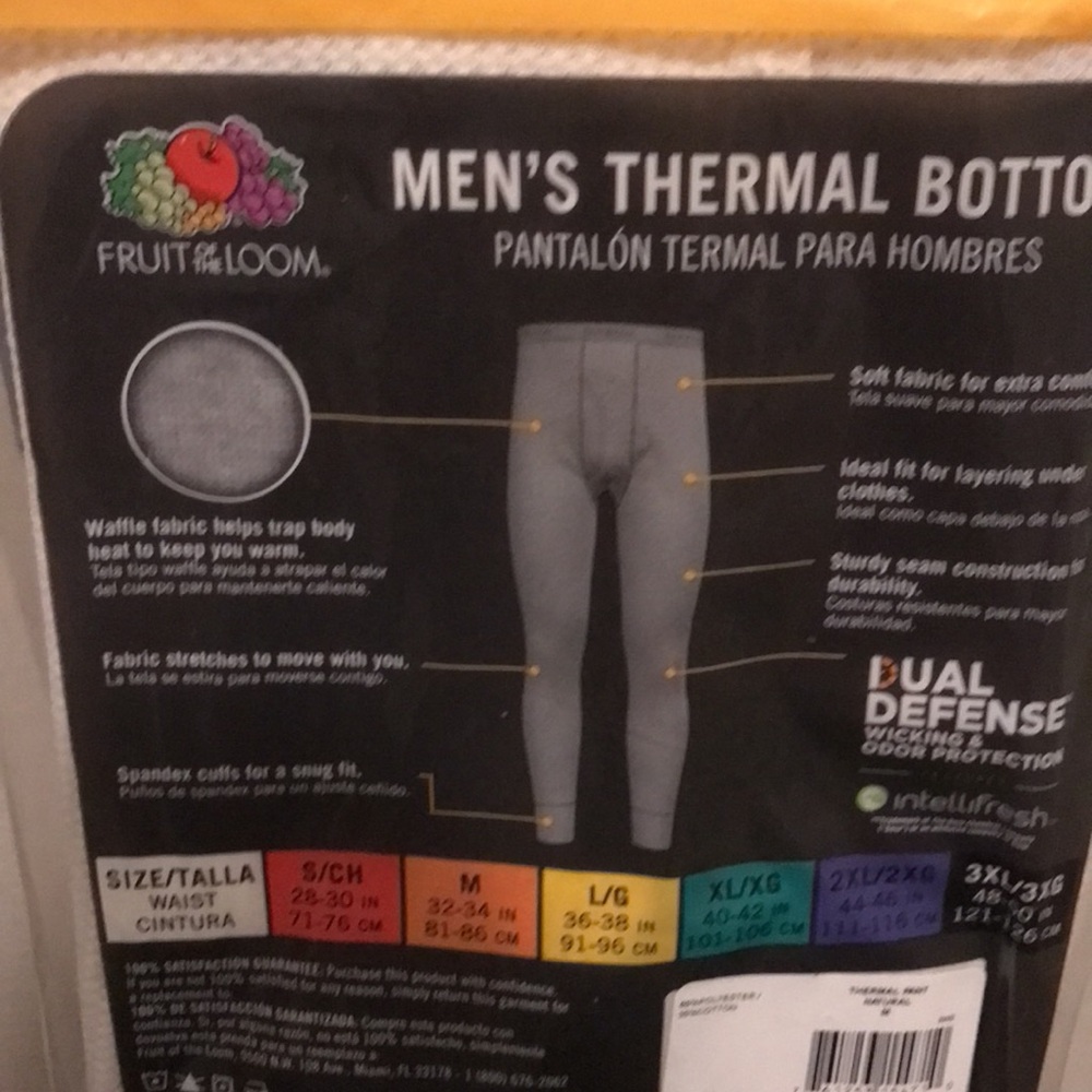 Fruit of the Loom Men's Color Natural Thermal Bottom Size Medium - Picture 2 of 2